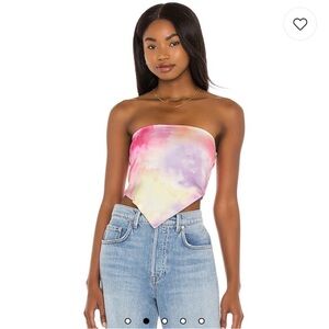 Superdown Strapless Bandanna Tie Dye Tube Top